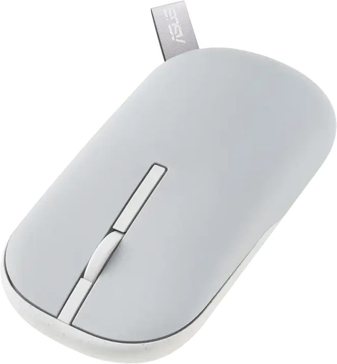 ASUS Marshmallow Mouse MD100 Wireless Bluetooth & 2.4GHz Optical Mouse, 1600dpi, Symmetrical Ambidextrous Design, Magnetic Covers, Grey
