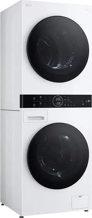 LG WT1210WWF WashTower Masina de Spalat si Uscat Integrata, 12kg Spalat/10kg Uscat, Pompa de Caldura, 1400rpm, Motor Inverter, ThinQ, Alb/Negru