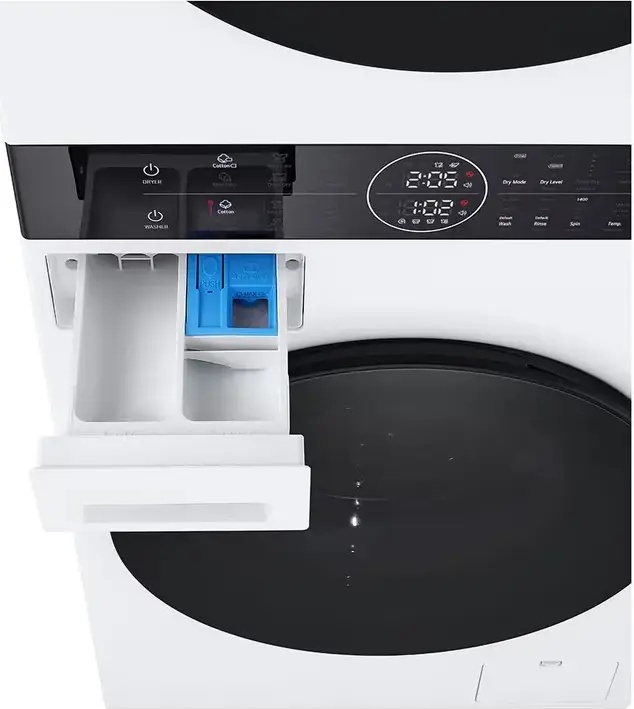 LG WT1210WWF WashTower Masina de Spalat si Uscat Integrata, 12kg Spalat/10kg Uscat, Pompa de Caldura, 1400rpm, Motor Inverter, ThinQ, Alb/Negru