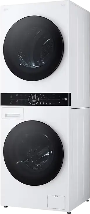 LG WT1210WWF WashTower Masina de Spalat si Uscat Integrata, 12kg Spalat/10kg Uscat, Pompa de Caldura, 1400rpm, Motor Inverter, ThinQ, Alb/Negru