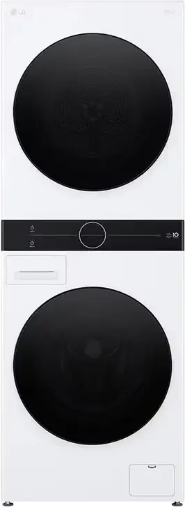 LG WT1210WWF WashTower Masina de Spalat si Uscat Integrata, 12kg Spalat/10kg Uscat, Pompa de Caldura, 1400rpm, Motor Inverter, ThinQ, Alb/Negru