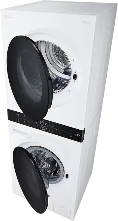 LG WT1210WWF WashTower Masina de Spalat si Uscat Integrata, 12kg Spalat/10kg Uscat, Pompa de Caldura, 1400rpm, Motor Inverter, ThinQ, Alb/Negru