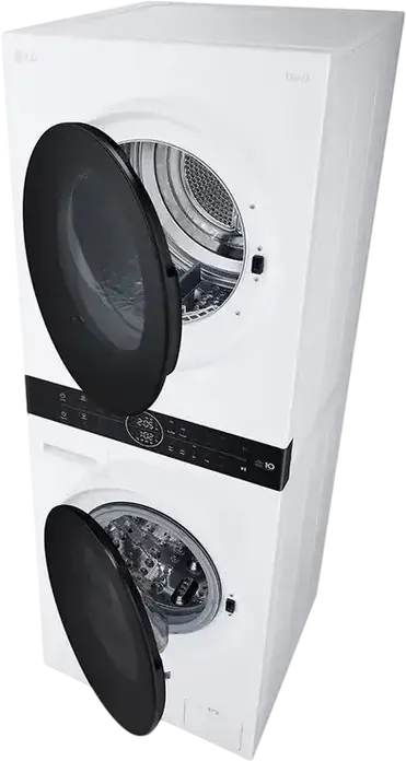 LG WT1210WWF WashTower Masina de Spalat si Uscat Integrata, 12kg Spalat/10kg Uscat, Pompa de Caldura, 1400rpm, Motor Inverter, ThinQ, Alb/Negru