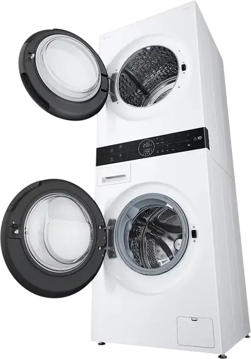 LG WT1210WWF WashTower Masina de Spalat si Uscat Integrata, 12kg Spalat/10kg Uscat, Pompa de Caldura, 1400rpm, Motor Inverter, ThinQ, Alb/Negru