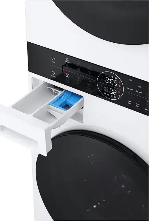 LG WT1210WWF WashTower Masina de Spalat si Uscat Integrata, 12kg Spalat/10kg Uscat, Pompa de Caldura, 1400rpm, Motor Inverter, ThinQ, Alb/Negru