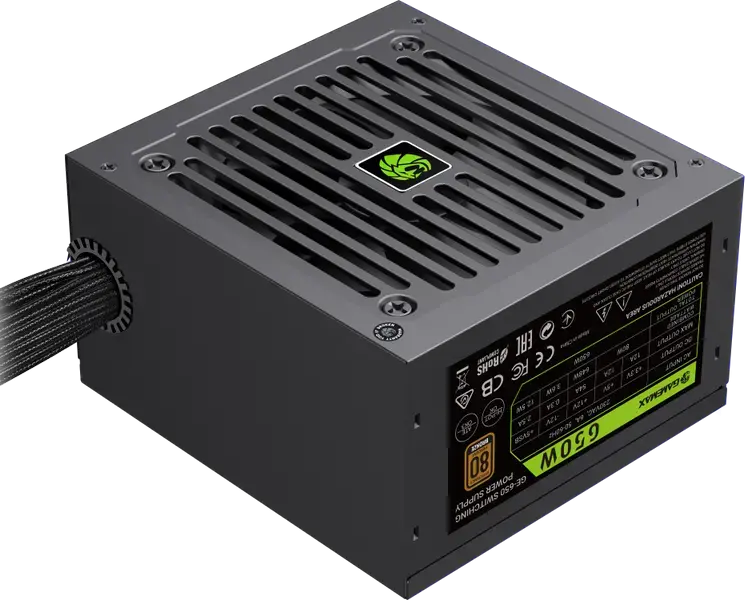 Блок питания Gamemax GE-650 650W, 80 Plus Bronze, ATX 3.1, PCIe 5.1 с разъемом 12VHPWR, Active PFC, вентилятор 120мм, черный