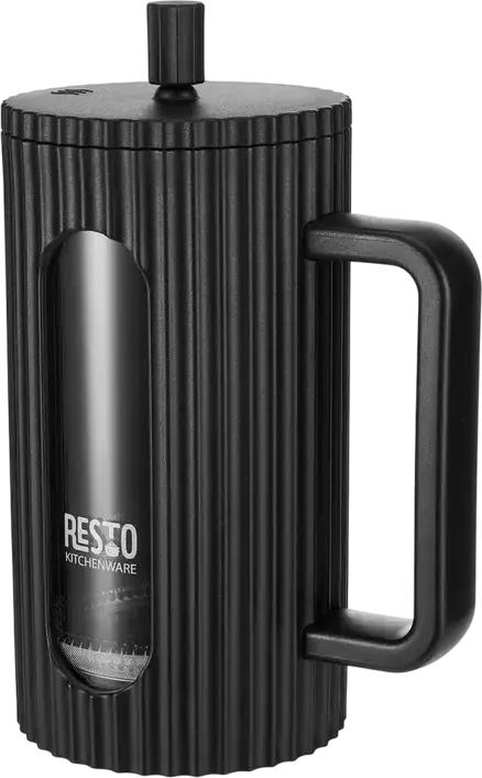Presa pentru cafea RESTO 90531 Keid 1L, Sticla Borosilicata Rezistenta la Caldura cu Carcasa de Plastic Ribat, Filtru Inox, Negru