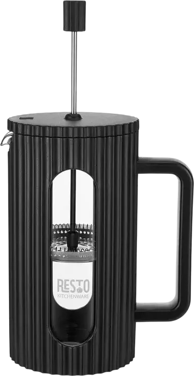 Presa pentru cafea RESTO 90531 Keid 1L, Sticla Borosilicata Rezistenta la Caldura cu Carcasa de Plastic Ribat, Filtru Inox, Negru
