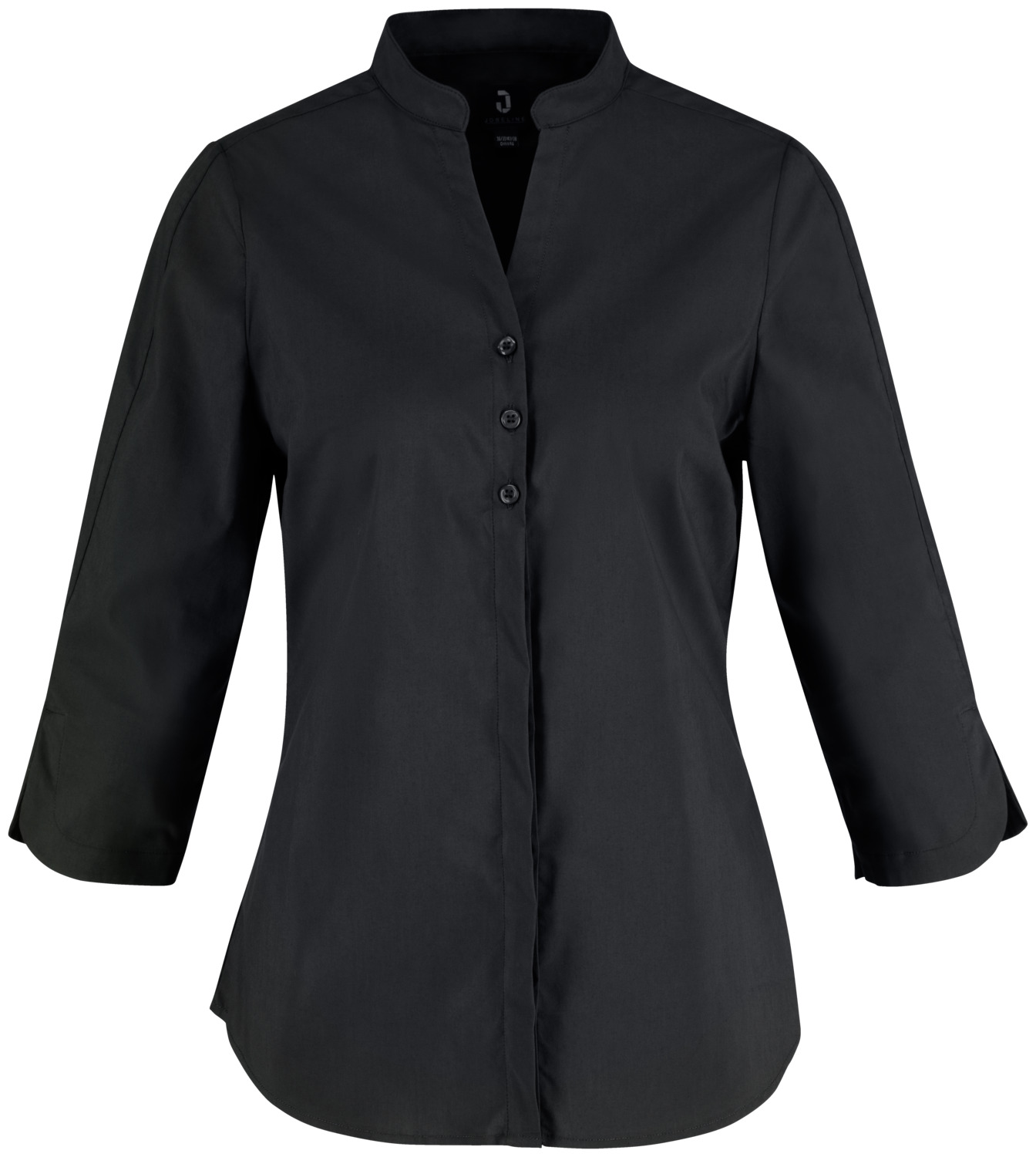 Bluza pentru femei Jobeline Lani, Croială Regular, Mânecă 3/4, Amestec Bumbac-Poliester, Ușor de Călat, Guler Stand-up Scurt, Certificare OEKO-TEX, Mărime 34, Culoare: Negru