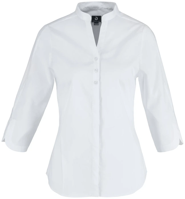 Jobeline Lani Women's Blouse, Regular Fit, 3/4 Sleeves with Elbow Slits, Short Stand-up Collar, Cotton Polyester Blend, OEKO-TEX Standard 100