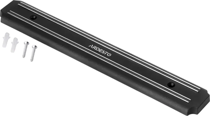 Магнитный держатель для ножей Ardesto AR2133MH Gemini, настенный органайзер для кухонных принадлежностей, черный пластик, 33 x 4.8 см