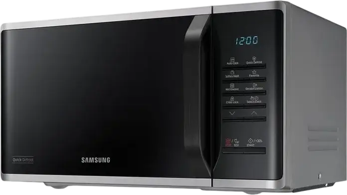 Samsung MS23K3513AS Solo Microwave Oven, 23L Capacity, 800W Power, Ceramic Enamel Interior, Quick Defrost and Auto Cook, Silver/Black, Countertop