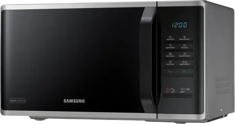 Samsung MS23K3513AS Solo Microwave Oven, 23L Capacity, 800W Power, Ceramic Enamel Interior, Quick Defrost and Auto Cook, Silver/Black, Countertop