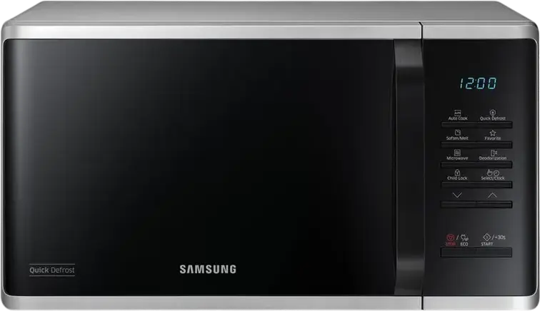 Samsung MS23K3513AS Solo Microwave Oven, 23L Capacity, 800W Power, Ceramic Enamel Interior, Quick Defrost and Auto Cook, Silver/Black, Countertop