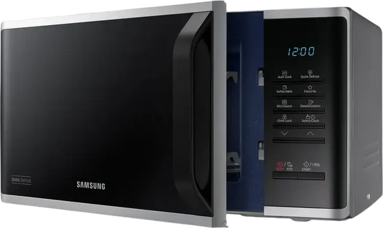Samsung MS23K3513AS Solo Microwave Oven, 23L Capacity, 800W Power, Ceramic Enamel Interior, Quick Defrost and Auto Cook, Silver/Black, Countertop
