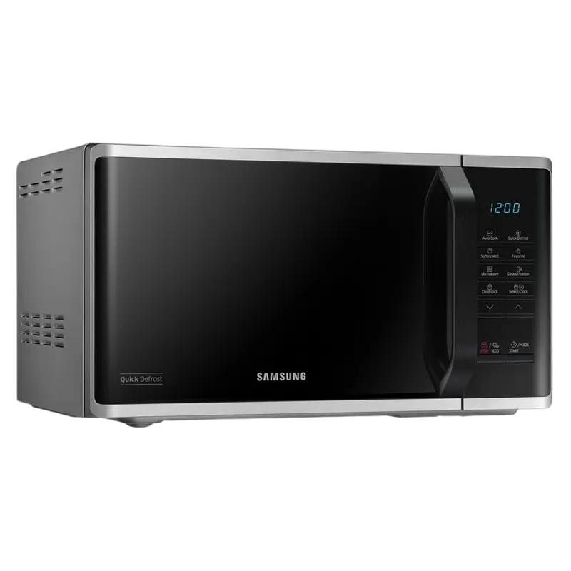 Samsung MS23K3513AS Solo Microwave Oven, 23L Capacity, 800W Power, Ceramic Enamel Interior, Quick Defrost and Auto Cook, Silver/Black, Countertop
