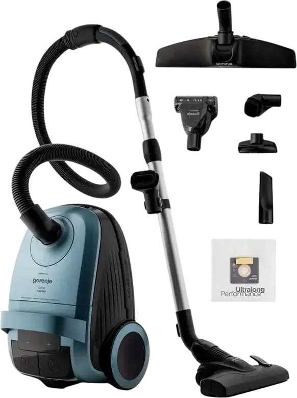 Gorenje VC2328G6MBL G600 MASTER Canister Vacuum Cleaner, 2300W Motor, 470W Suction, HEPA 13 Filter, 3L Bag, Turbo Brush, Satin Light Blue