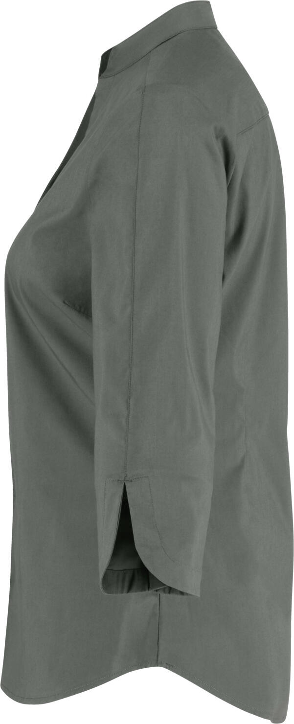 JOBELINE Lani Women's Blouse, Dark-Grey, Three-Quarter Sleeve, Cotton-Polyester Blend, Regular Fit, Easy-Iron, Stand-up Collar, OEKO-TEX Standard 100