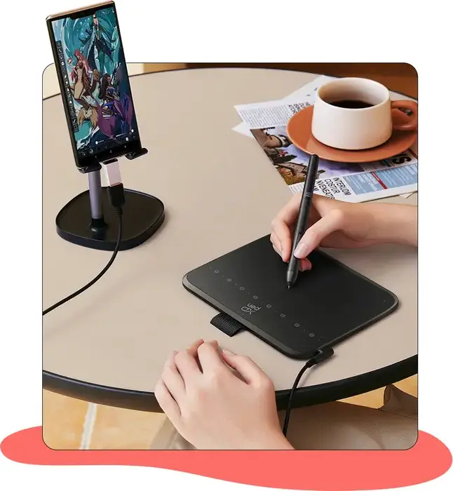 XP-Pen Deco 640 Graphics Tablet, 16384 Pressure Levels Battery-Free Stylus, 5080 LPI Resolution, USB Type-C, Windows MacOS Linux Android Chrome OS