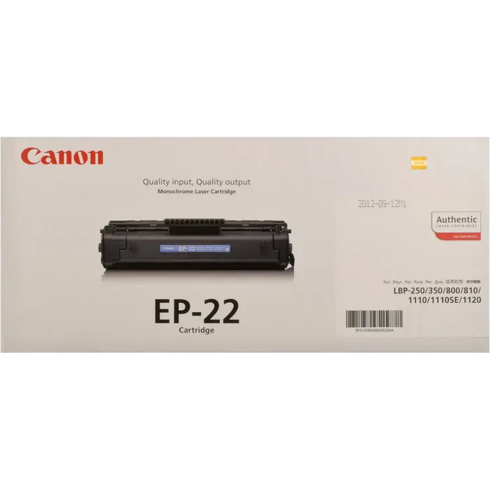 Cartus Toner Laser Monocrom Canon EP-22 Negru, Capacitate 2500 Pagini, pentru Laser Shot LBP800, LBP810, LBP1120, LBP-250, LBP-350, LBP-1110SE