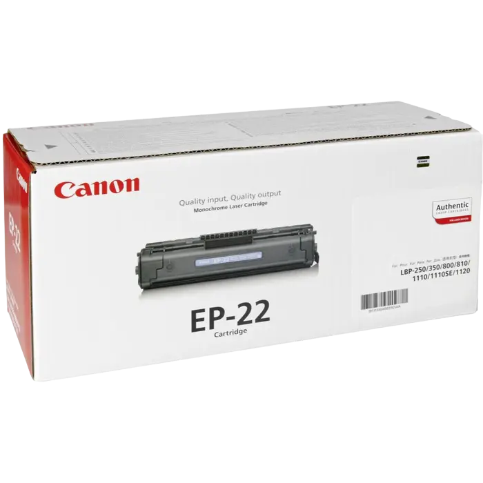 Cartus Toner Laser Monocrom Canon EP-22 Negru, Capacitate 2500 Pagini, pentru Laser Shot LBP800, LBP810, LBP1120, LBP-250, LBP-350, LBP-1110SE