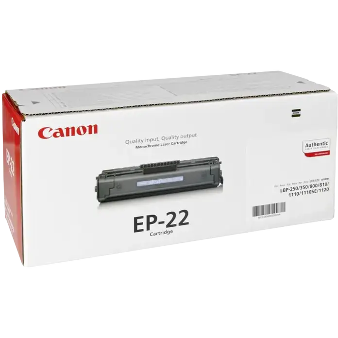 Cartus Toner Laser Monocrom Canon EP-22 Negru, Capacitate 2500 Pagini, pentru Laser Shot LBP800, LBP810, LBP1120, LBP-250, LBP-350, LBP-1110SE