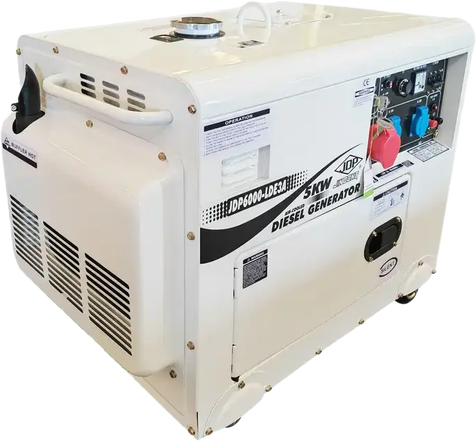 JDP JDP6000-LDE3A Silent Diesel Generator, 5 kW, 400V Three Phase, 50Hz, 418cc Air-Cooled Engine, Electric Start, 15L Fuel Tank