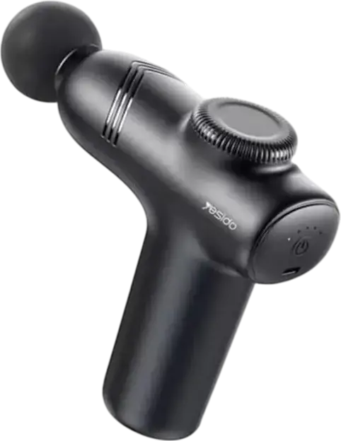 Yesido MG01 Massage Gun, 6 Speed Levels 2200-3000 RPM, 1300mAh Battery, USB Type-C Charging, 4 Interchangeable Heads, Low Noise ABS Alloy Body