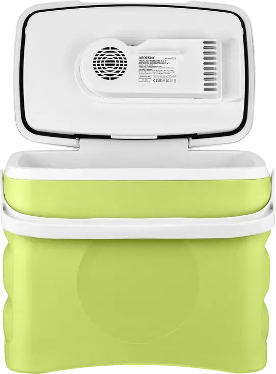 Ardesto CR-25L Thermoelectric Travel Cooler and Warmer, 2-in-1 Portable Refrigerator, 25L Capacity, AC/DC and USB Power, Plastic, Green and White
