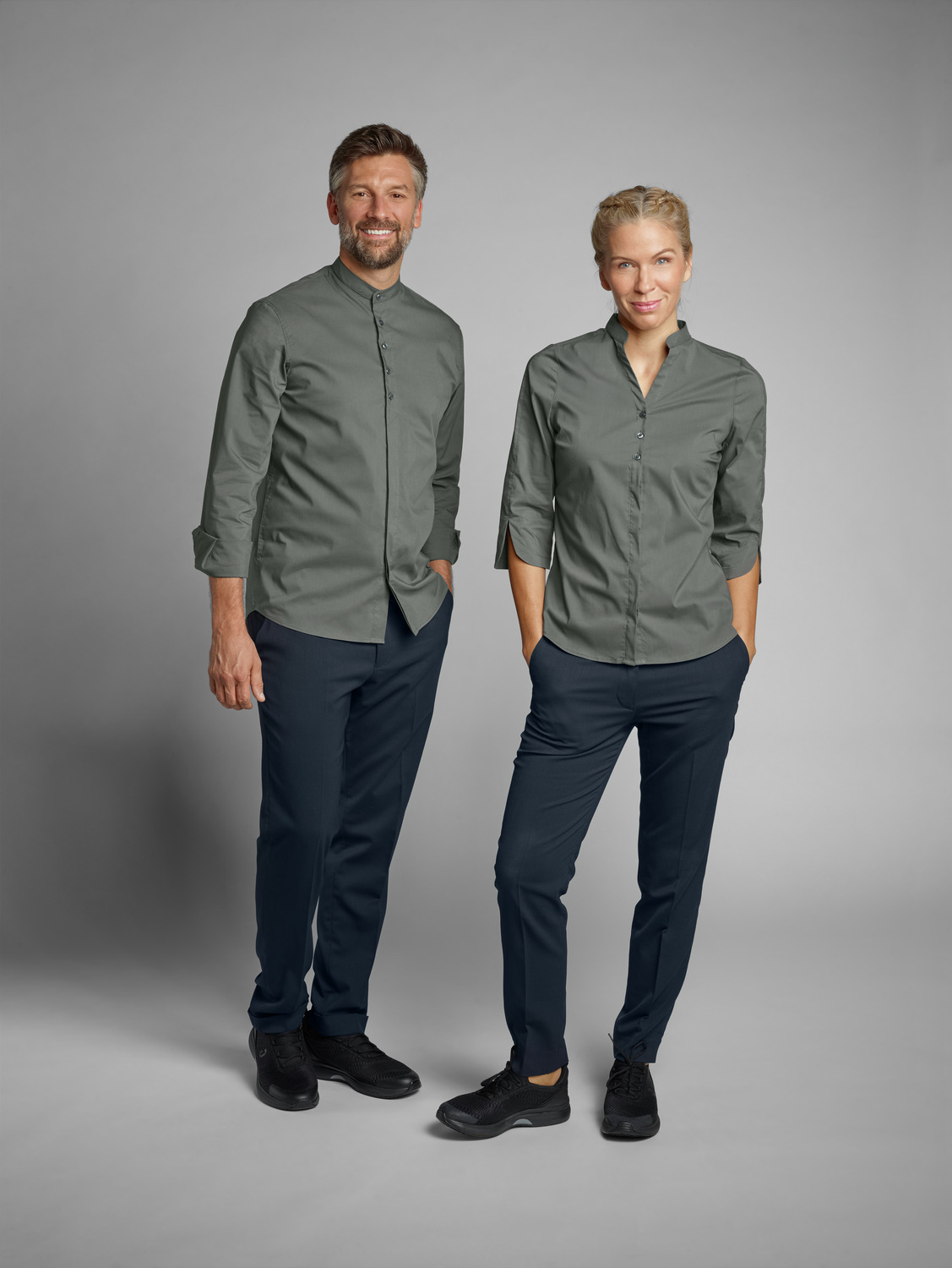 JOBELINE Lani Women's Blouse, Size 34, Three-Quarter Sleeve, Cotton-Polyester Blend, Regular Fit, Easy-Iron, Stand-up Collar, OEKO-TEX Standard 100