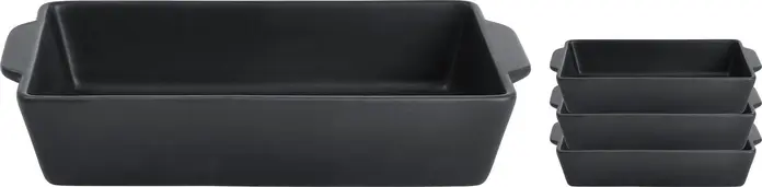 VEGA Ferry Rectangular Stoneware Clay Baking Dish with Handles, 4 Pieces, 700 ml, 23.5 x 13 x 4.5 cm, Matt Glazed, Microwave and Dishwasher Safe