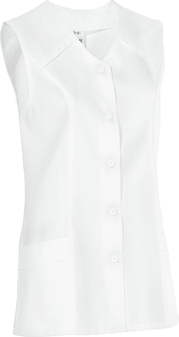PULSIVA Erika Women's Tunic, V-Neck Sleeveless Medical Scrub, 65% Polyester 35% Cotton, White, Size 38, OEKO-TEX Standard 100, 23.HDE.44540