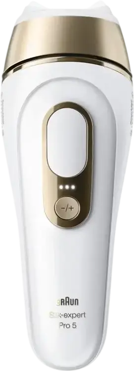 Epilator IPL Braun Silk-expert Pro 5 PL5351, 400.000 Impulsuri, Senzor Smart SkinProtect, 3 Moduri de Intensitate, Corp Întreg, Alb și Auriu