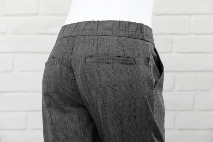 Jobeline Sweatpant Karo Women's Chef Trousers, Size 46, Polyester Cotton Blend, Glencheck Design, Stretch Waistband with Drawstring, Tapered Leg