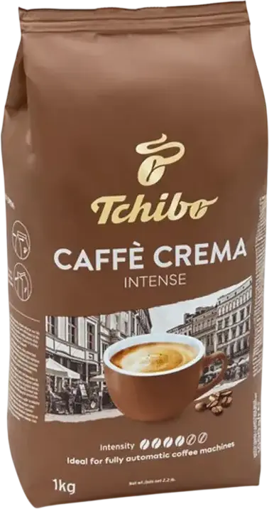 Кофе в зернах Tchibo Caffè Crema Intense 1000г, насыщенный и ароматный, интенсивность 5/6, идеально для автоматических кофемашин