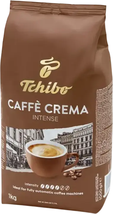 Кофе в зернах Tchibo Caffè Crema Intense 1000г, насыщенный и ароматный, интенсивность 5/6, идеально для автоматических кофемашин