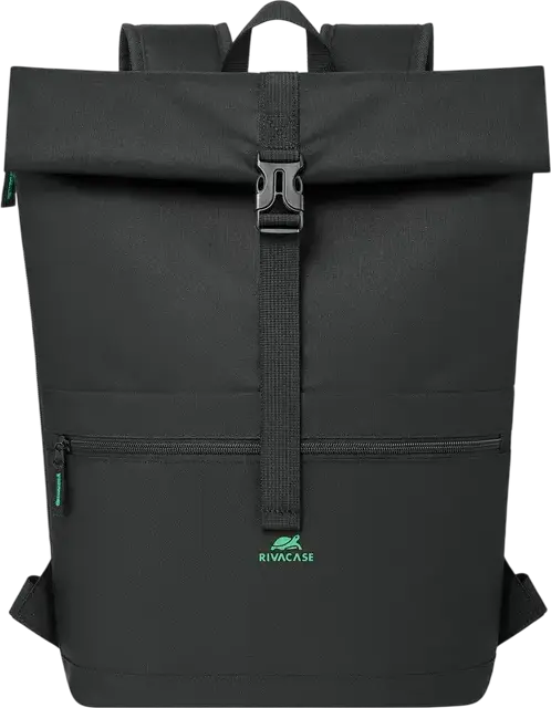 Rivacase 5567 Gremio-ECO Urban Rolltop Backpack, 15L, RPET Recycled Polyester, 15.6 inch Laptop Compartment, Black