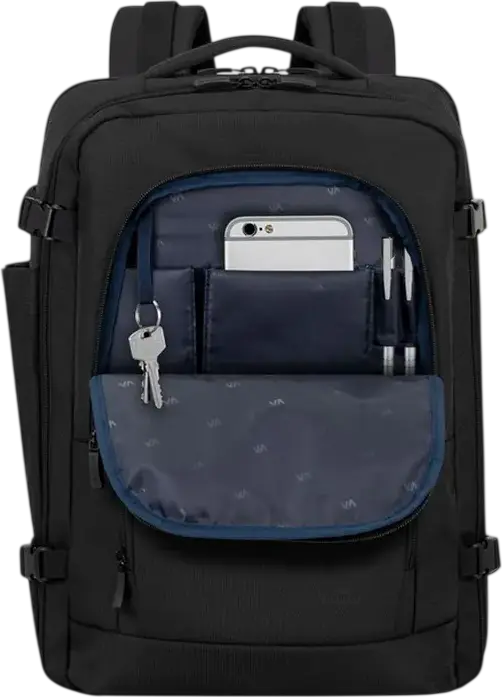 Rivacase 8461 ECO Travel Laptop Backpack for 17.3 inch Laptops and 10.5 inch Tablets, Eco-friendly rPET Polyester, Ergonomic Design, Black