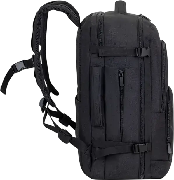 Rivacase 8461 ECO Travel Laptop Backpack for 17.3 inch Laptops and 10.5 inch Tablets, Eco-friendly rPET Polyester, Ergonomic Design, Black