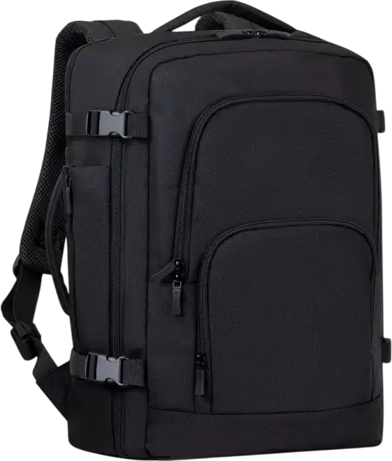 Rivacase 8461 ECO Travel Laptop Backpack for 17.3 inch Laptops and 10.5 inch Tablets, Eco-friendly rPET Polyester, Ergonomic Design, Black