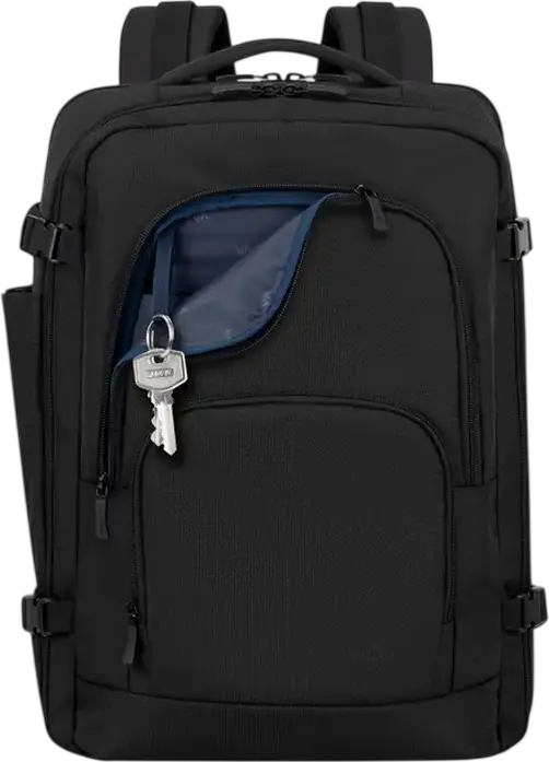 Rivacase 8461 ECO Travel Laptop Backpack for 17.3 inch Laptops and 10.5 inch Tablets, Eco-friendly rPET Polyester, Ergonomic Design, Black