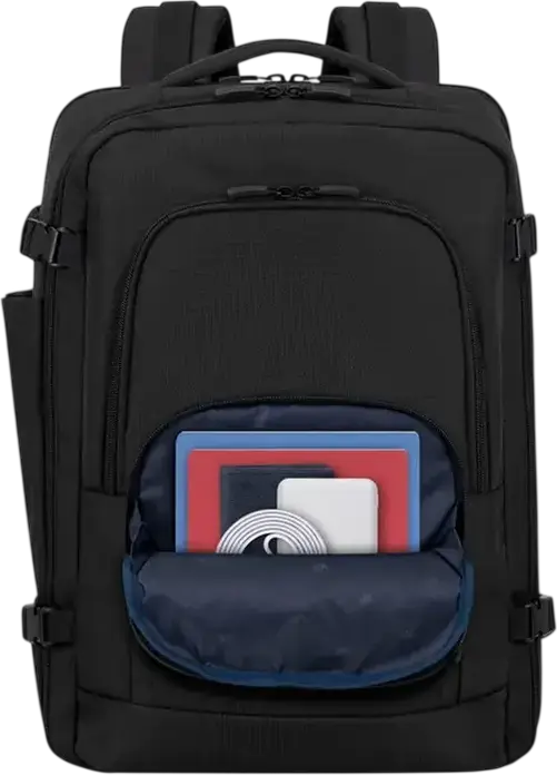 Rivacase 8461 ECO Travel Laptop Backpack for 17.3 inch Laptops and 10.5 inch Tablets, Eco-friendly rPET Polyester, Ergonomic Design, Black