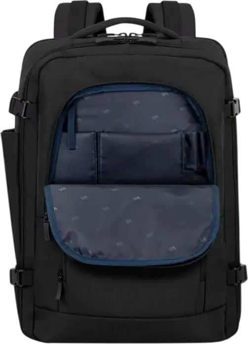 Rivacase 8461 ECO Travel Laptop Backpack for 17.3 inch Laptops and 10.5 inch Tablets, Eco-friendly rPET Polyester, Ergonomic Design, Black