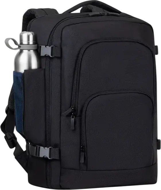 Rivacase 8461 ECO Travel Laptop Backpack for 17.3 inch Laptops and 10.5 inch Tablets, Eco-friendly rPET Polyester, Ergonomic Design, Black