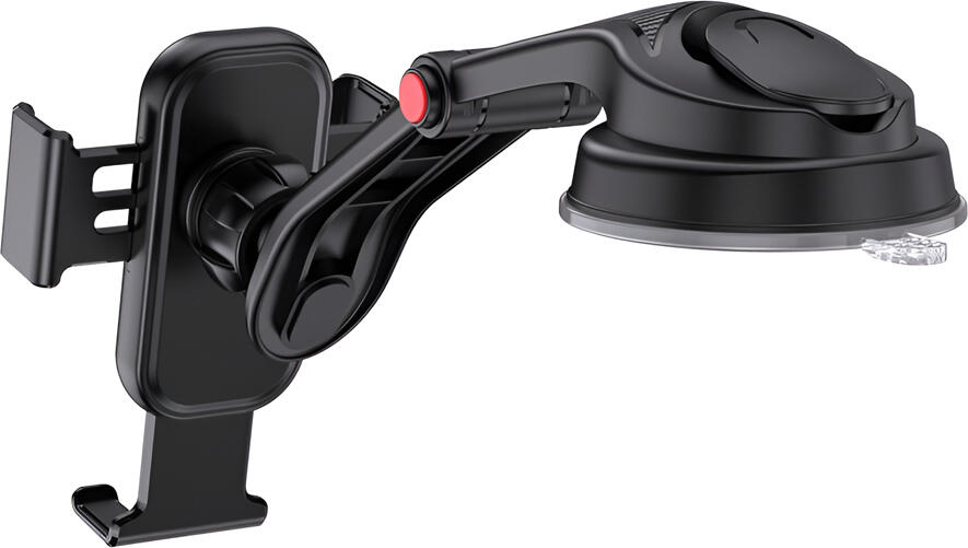 Jokade JE018-B Press-type Car Phone Holder, Universal Suction Cup Mount for Dashboard and Windshield, One-Handed Operation, Carbon Fiber Finish, Black