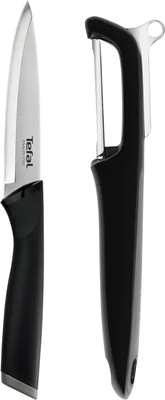 Tefal Essential K2219255 2-Piece Knife Set, Stainless Steel Utility Knife 12cm and Peeler, Soft Touch Plastic Handle, Acid Resistant