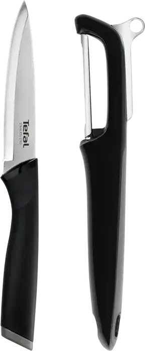 Tefal Essential K2219255 2-Piece Knife Set, Stainless Steel Utility Knife 12cm and Peeler, Soft Touch Plastic Handle, Acid Resistant