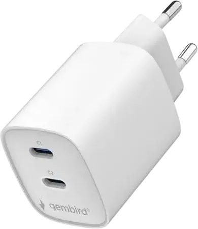 2-port 45 W2xUSB-C fast charger, White, Gembird TA-UC-2C-PD45-01-W