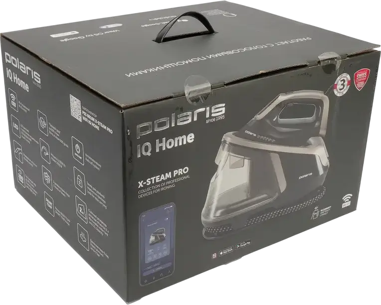 Generator de aburi Polaris PSS8010K X-Steam PRO Wi-Fi IQ Home, 3000W, Presiune 9 bar, Jet Abur 800g/min, Talpa Ceramic PRO X-SLIDE, Rezervor 2L