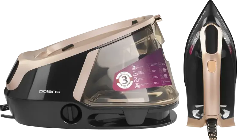 Generator de aburi Polaris PSS8010K X-Steam PRO Wi-Fi IQ Home, 3000W, Presiune 9 bar, Jet Abur 800g/min, Talpa Ceramic PRO X-SLIDE, Rezervor 2L